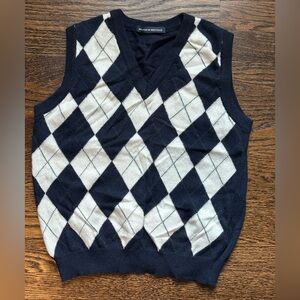 Brandy Melville navy blue & white argyle sweater vest One Size